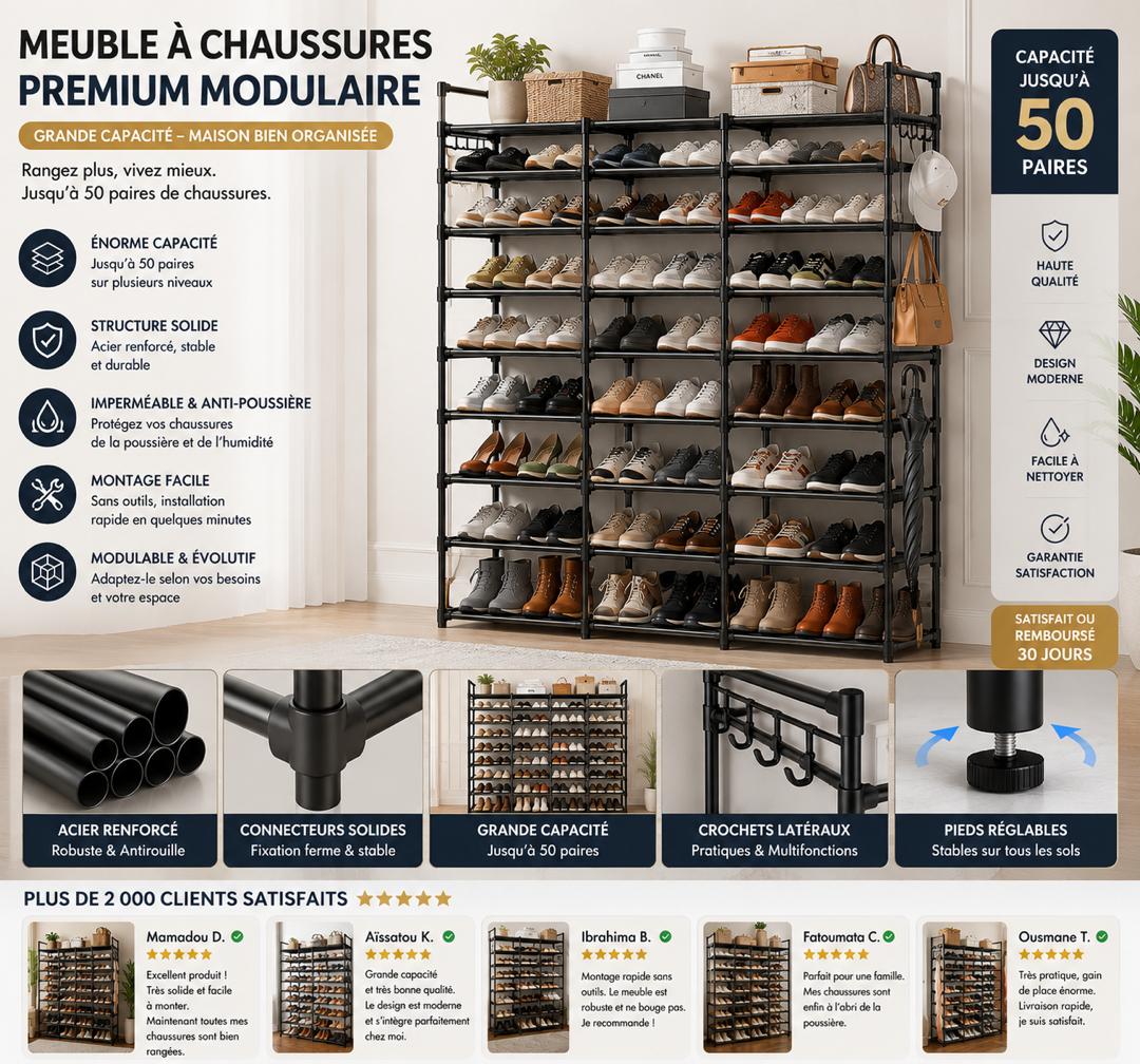 Meuble à chaussures multi-niveaux