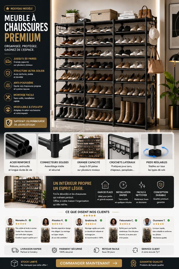 Meuble à chaussures multi-niveaux