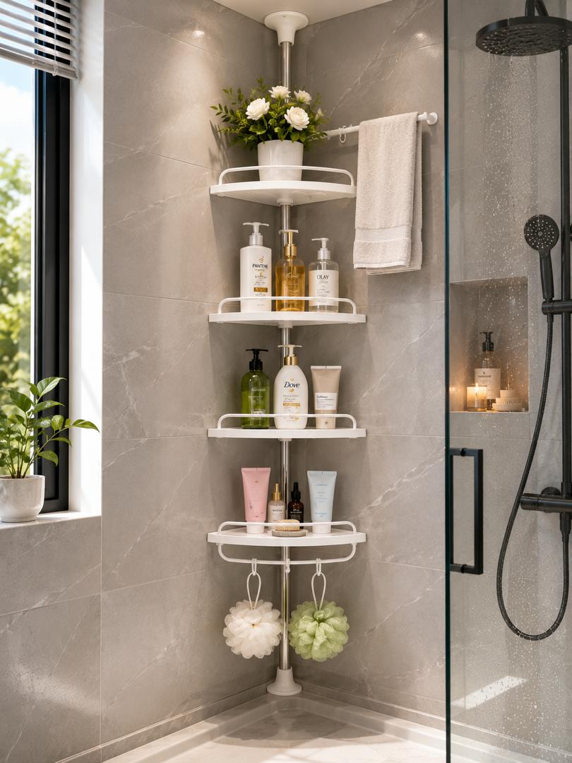 Étagère de Douche Télescopique Multifonction